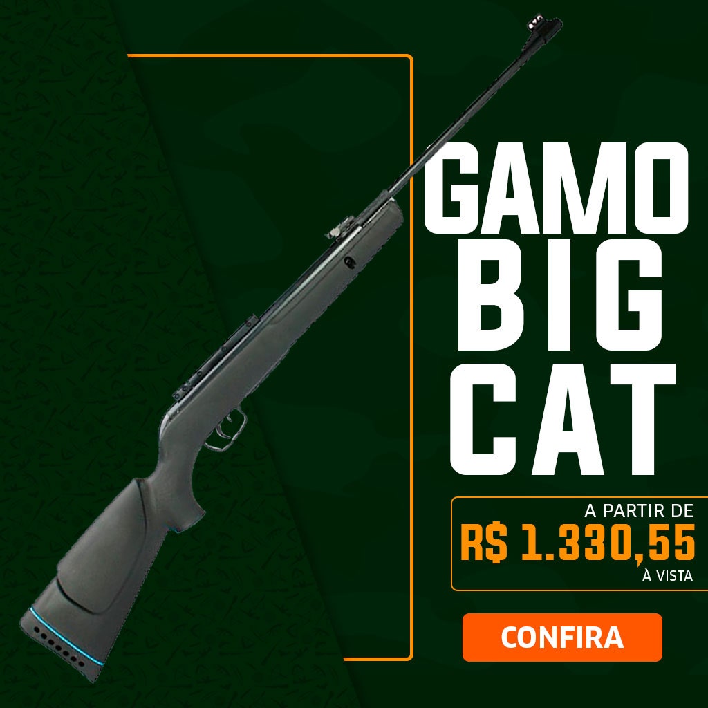 Carabinas Gamo Big Cat nos calibres 4.5mm e 5.5mm a partir de R$ 1.330,55 