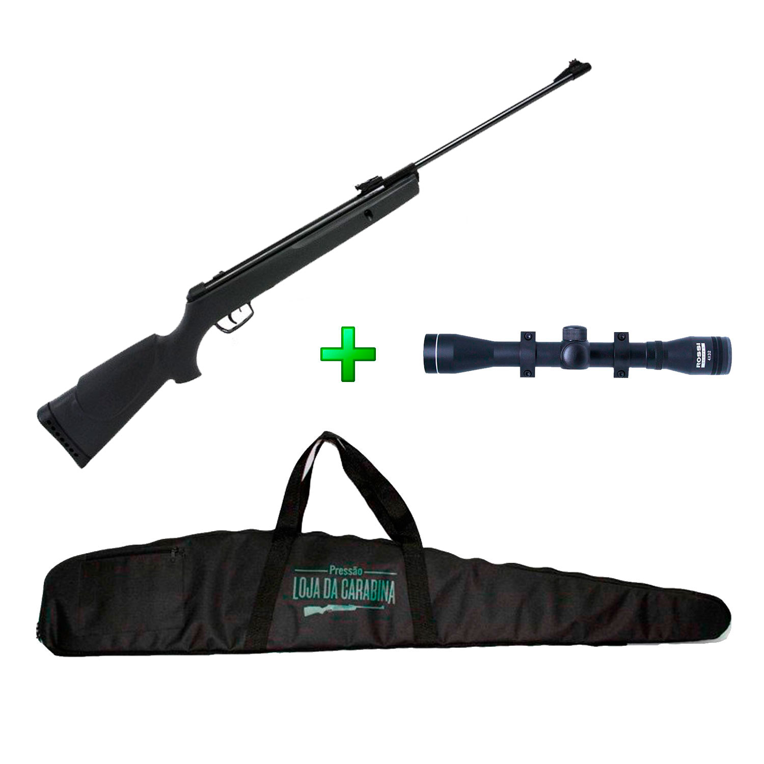 Carabina de Pressão Gamo Big Cat 1000 High Power Nitro - 4.5mm + Luneta 4x32 + Capa