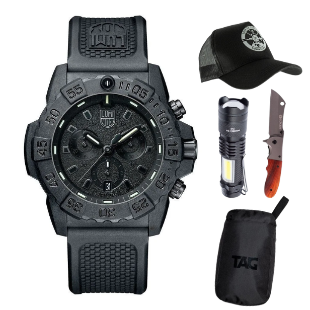 Relógio Luminox Navy Seal Chronograph 45mm 3581 Blackout + KIT EDC