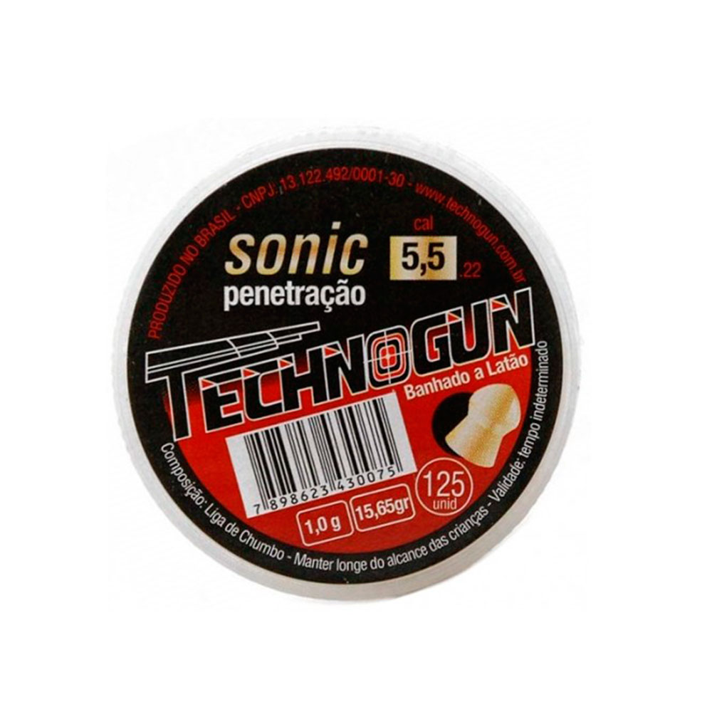 Chumbinho Technogun Sonic Gold - 5,5mm - 125 Unidades