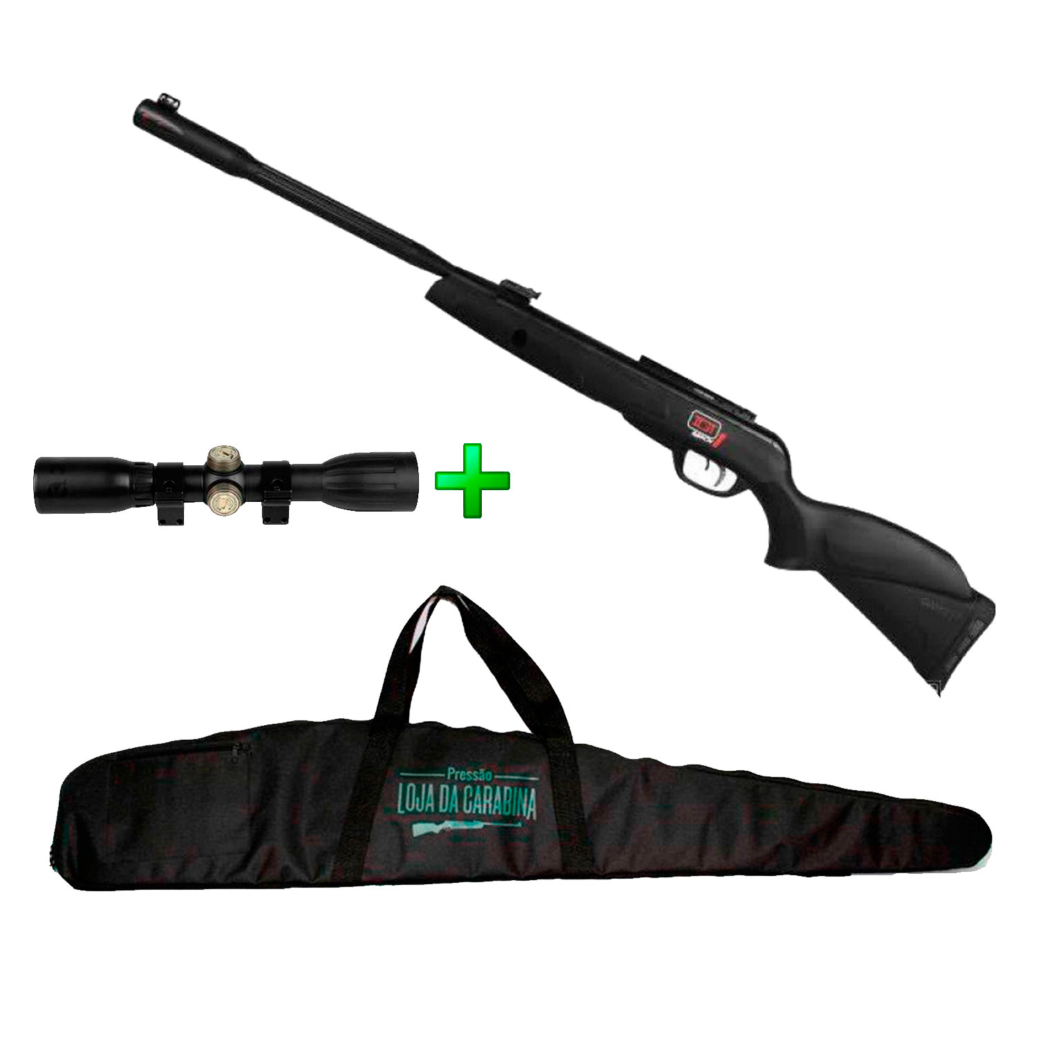 Carabina de Pressão Gamo Black Fusion Mach1 IGT Nitro - 4.5mm + Luneta 4x32 + Capa