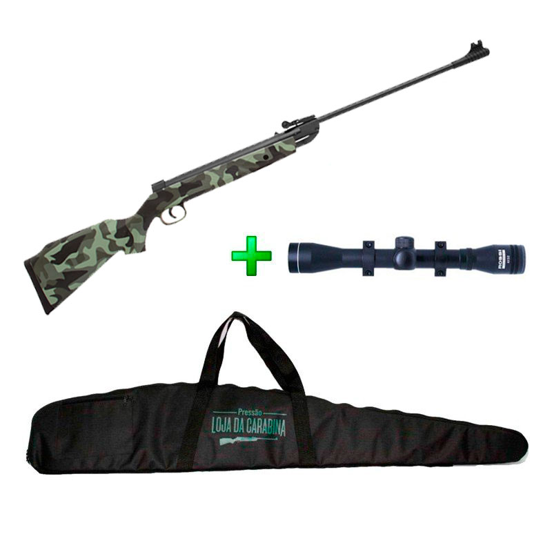 Carabina de Pressão Fixxar Spring Viper Camuflada - 5.5mm + Luneta 4x32 + Capa