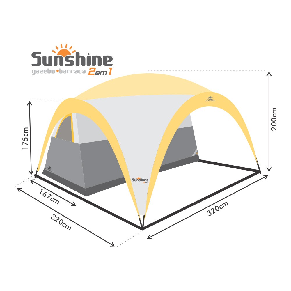 Gazebo Barraca Sunshine 2 em 1 - Guepardo
