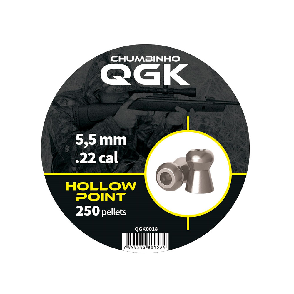 Chumbinho QGK Hollow Point - 5,5mm - 250 Unidades