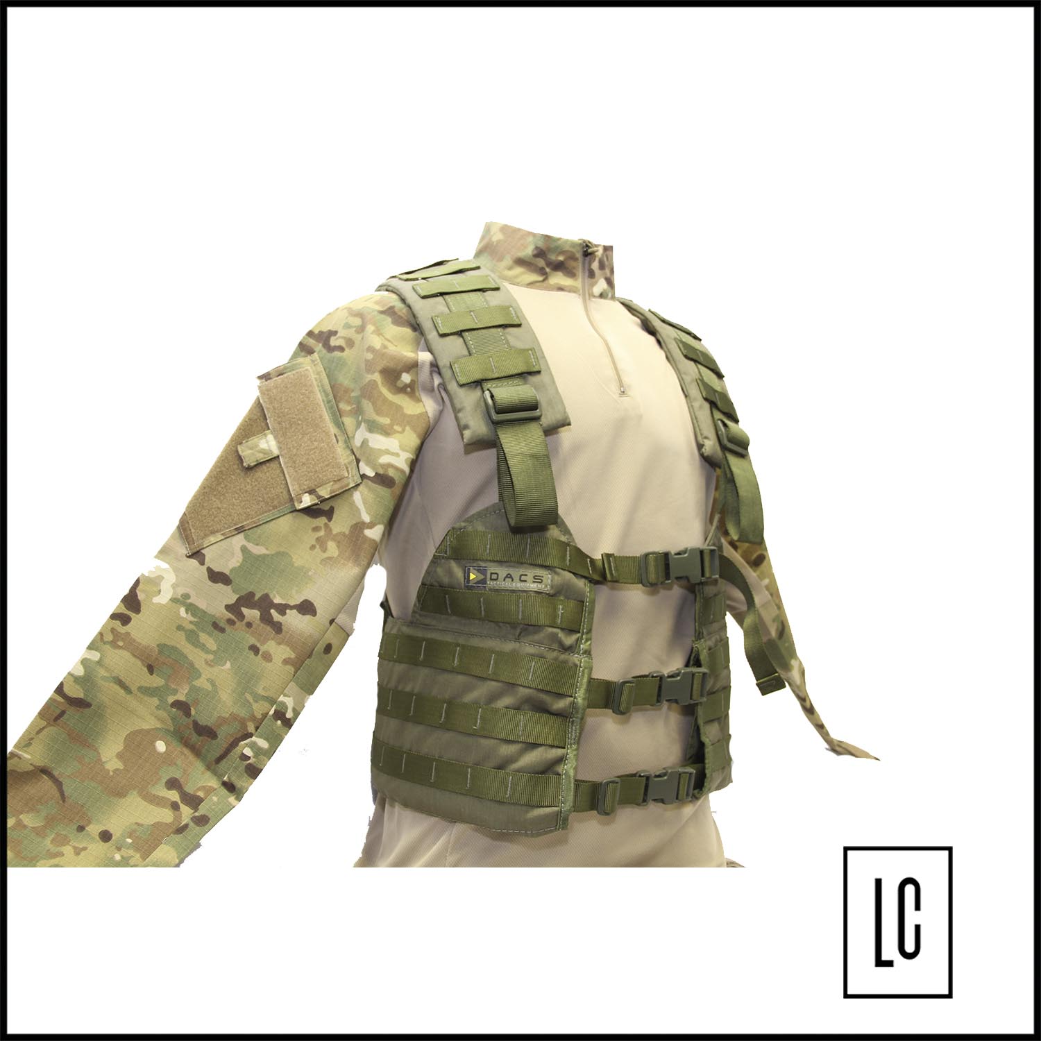 colete-airsoft-tático-selva-verde-sistema-molle-DACS-completo