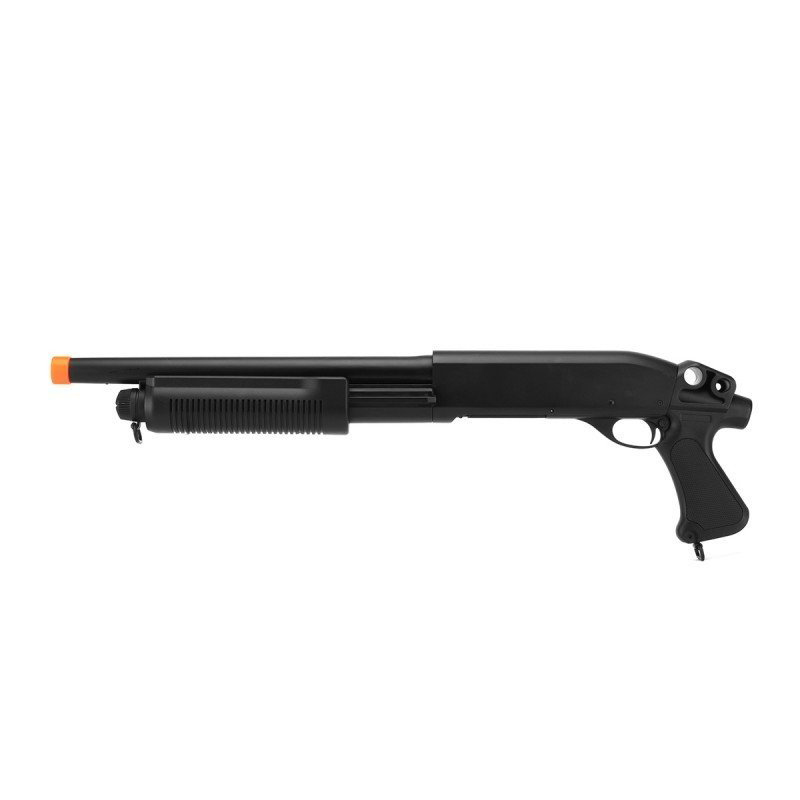 Carabina Airsoft Shotgun M870 Short - 6mm + Cartuchos + Cartucheira P/Corpo LC