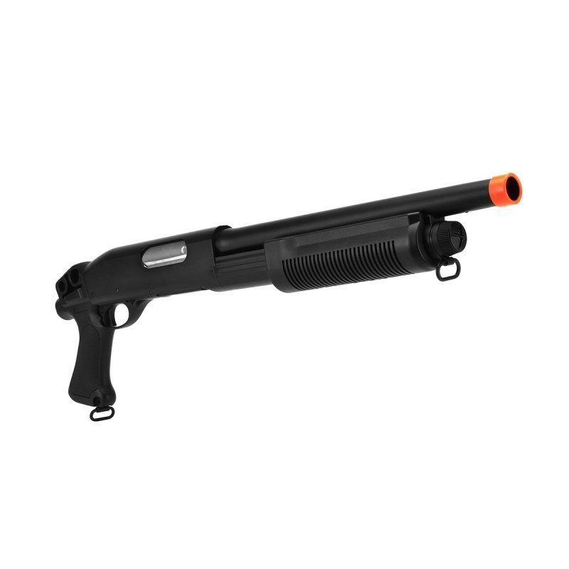 Carabina Airsoft Shotgun M870 Short - 6mm + Cartuchos + Cartucheira P/Corpo LC