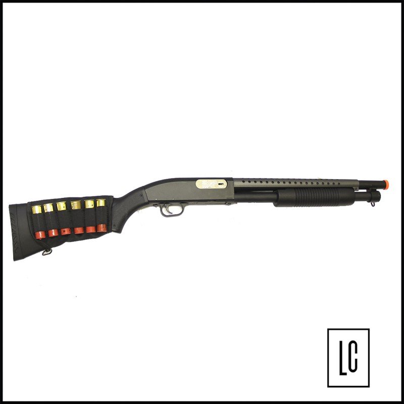Carabina Airsoft Shotgun M870 - ABS - 6mm + Cartuchos + Cartucheira P/Corpo LC