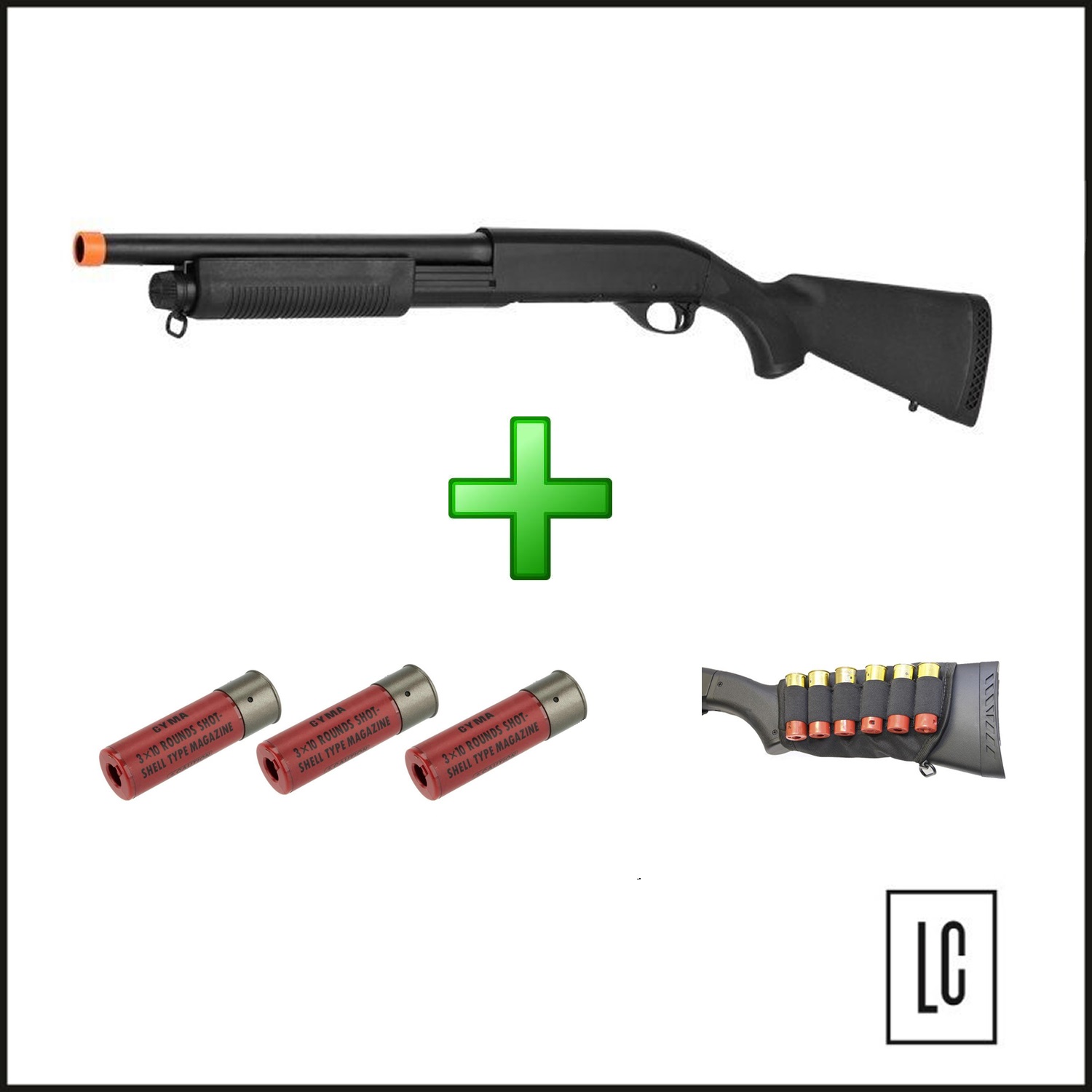 Carabina Airsoft Shotgun M870 - ABS - 6mm + Cartuchos + Cartucheira P/Corpo LC