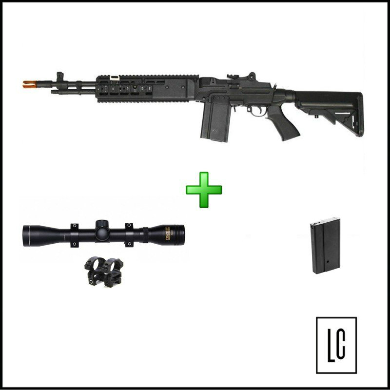 Rifle-Airsoft-M14-CM032EBR-Full-Metal-6mm-Magazines-extras-Luneta-4x32-C-Suporte-3D-Loja-da-Carabina.