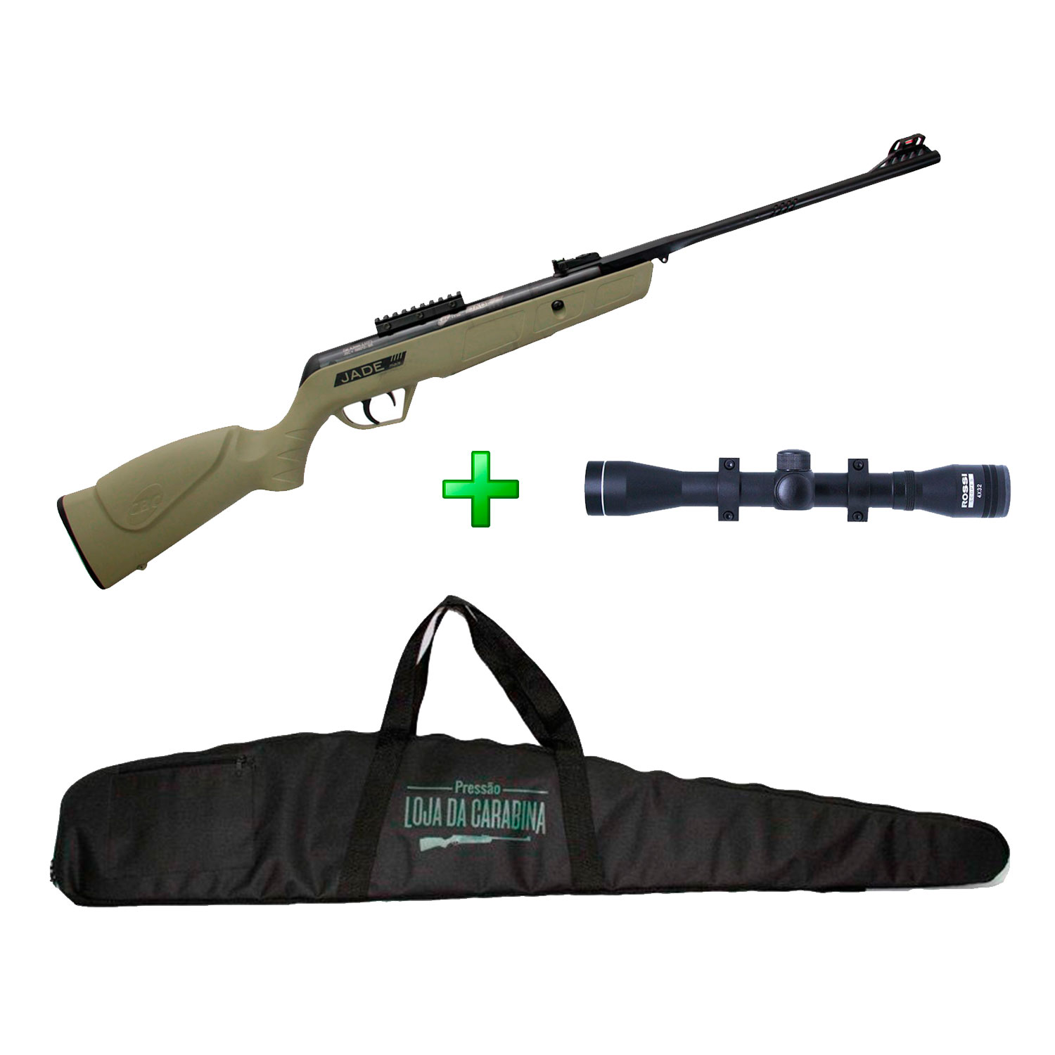 Carabina de Pressão CBC Jade Mais Tan - 4.5mm + Luneta 4x32 + Capa