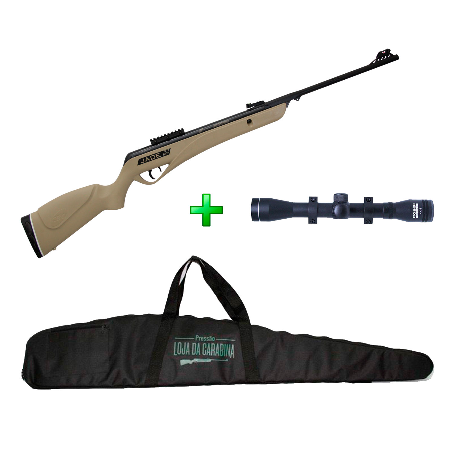 Carabina de Pressão CBC Jade Pro - Desert - 4.5mm + Luneta 4x32 + Capa