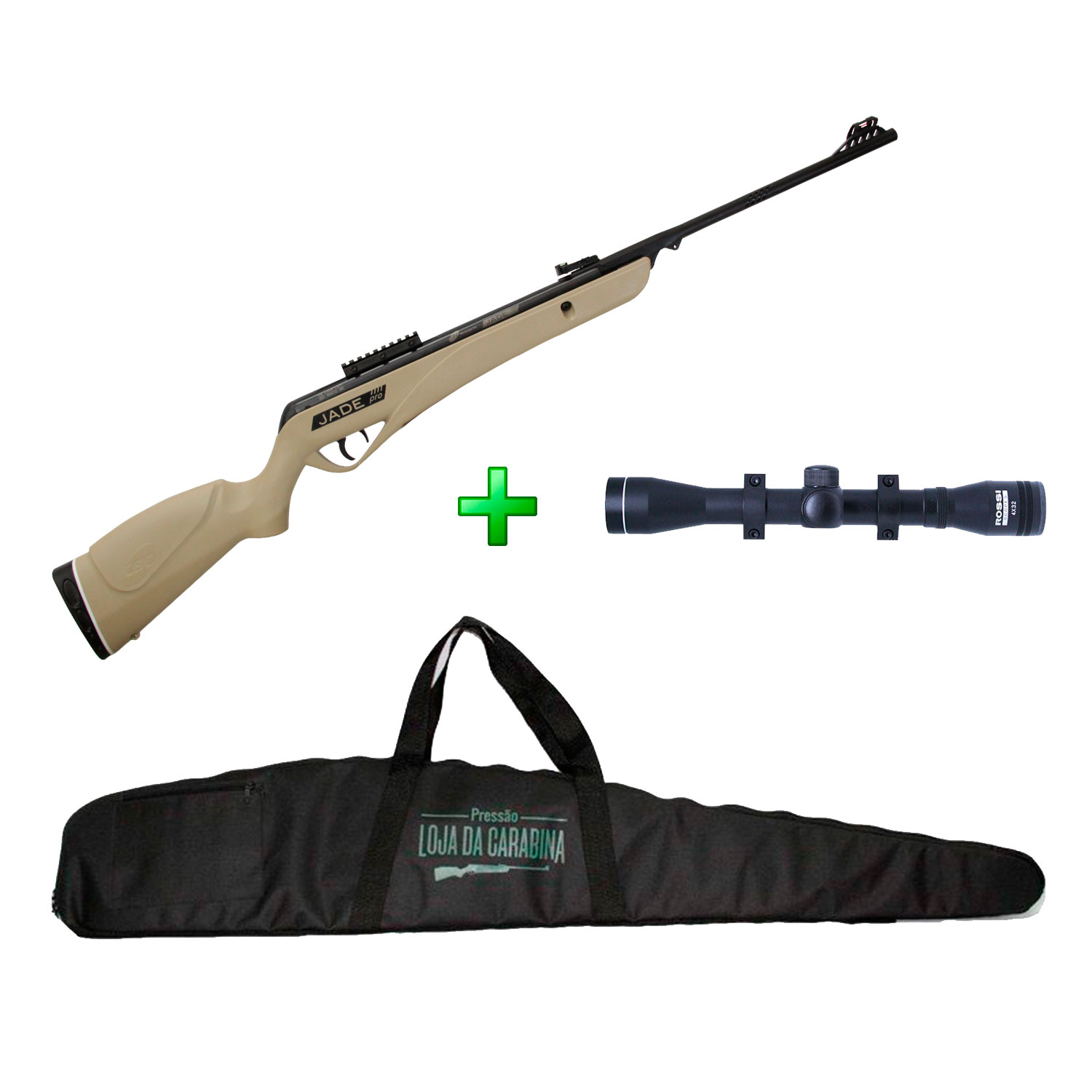 Carabina de Pressão CBC Jade Pro - Desert - 5.5mm + Luneta 4x32 + Capa