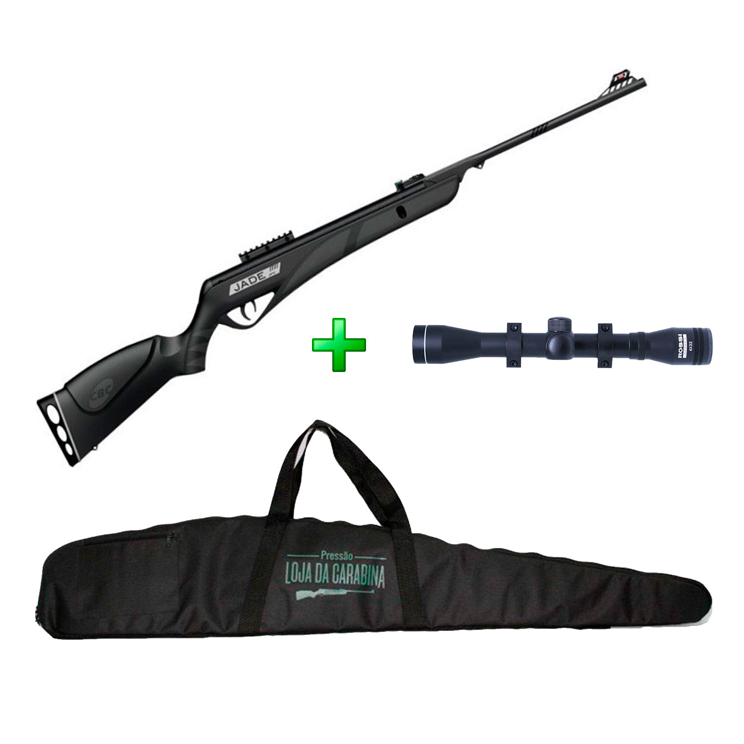 Carabina de Pressão CBC Jade Pro - Preta - 4.5mm + Luneta 4x32 + Capa