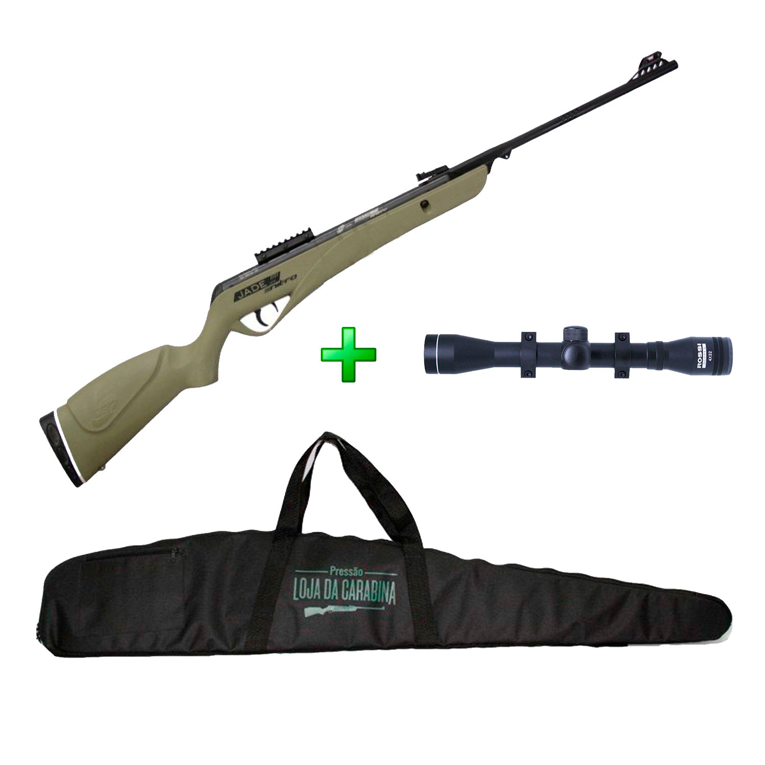 Carabina de Pressão CBC Jade Pro Nitro Tan - 4.5mm + Luneta 4x32 + Capa