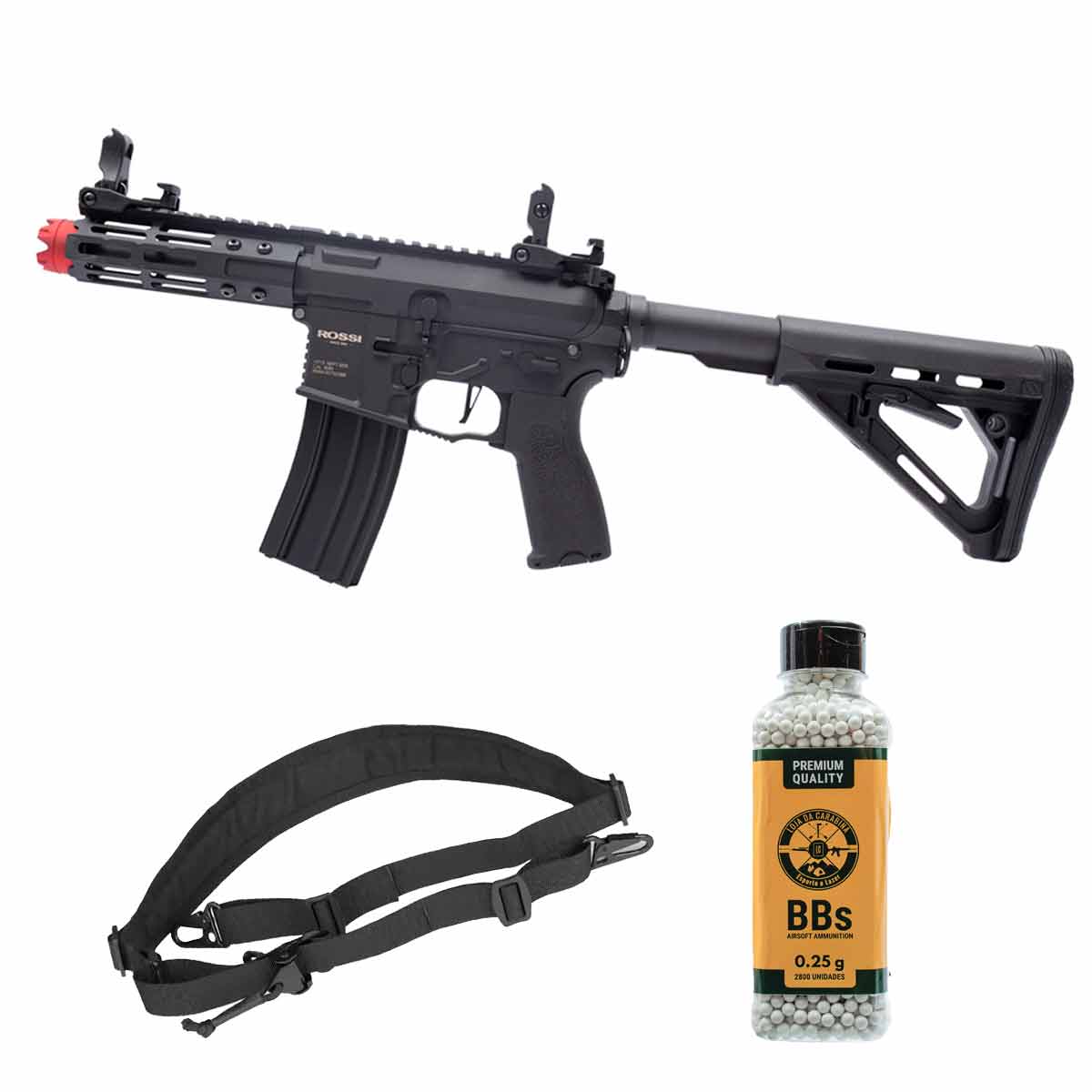 Airsoft AR15 Neptune PDW + 2800Un BBs + Bandoleira