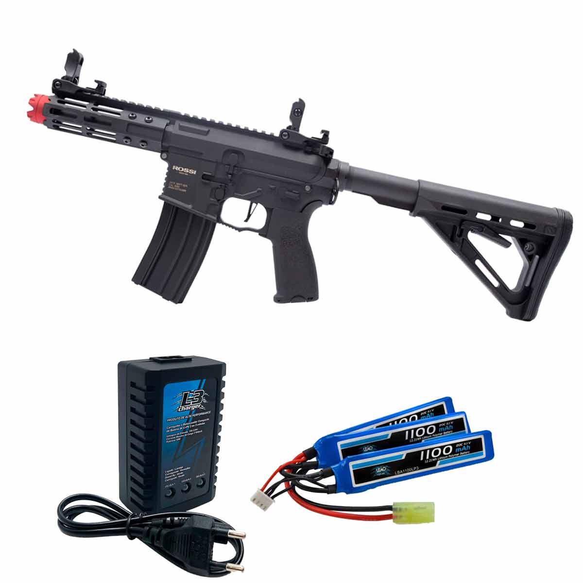 Airsoft AR15 Neptune PDW + Bateria Lipo 11.1V + Carregador