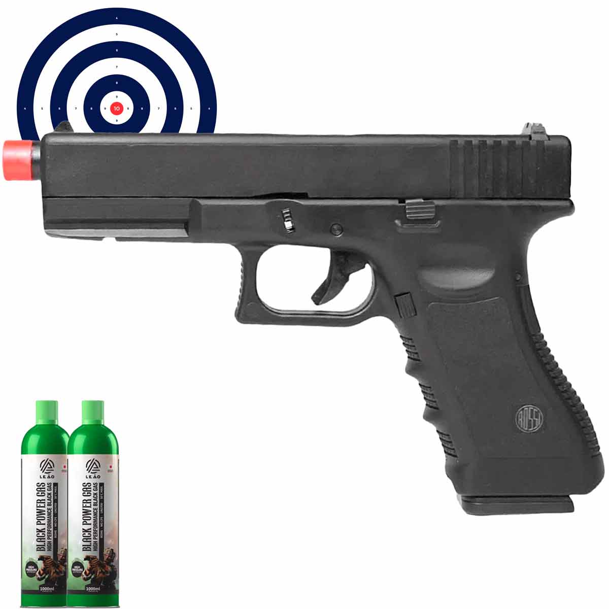 Airsoft GBB Rossi Glock V17 BlowBack 6mm + Green Gas + Alvos