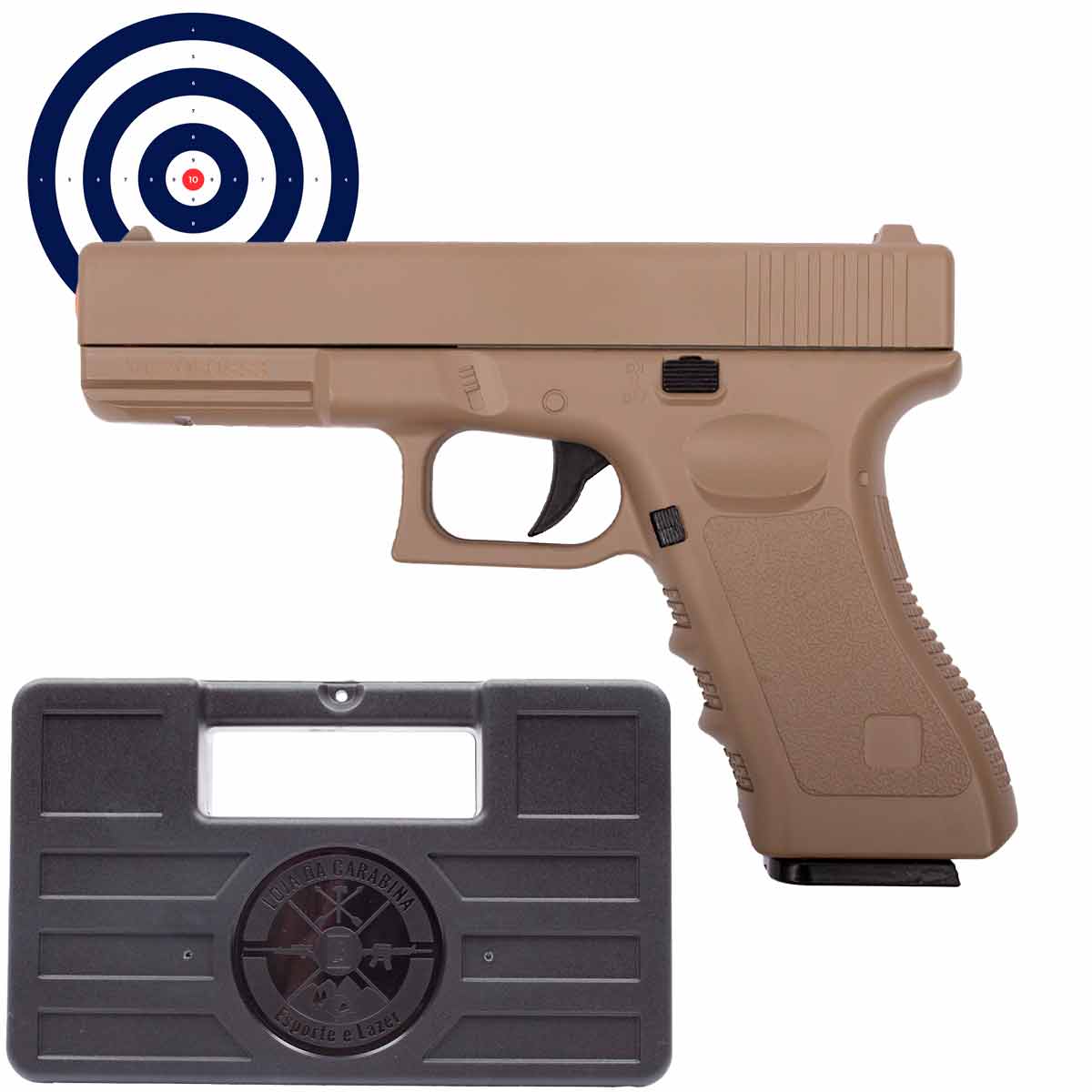 Airsoft Spring Full Metal Glock GK-V20 Tan + Maleta Rigida + Alvos