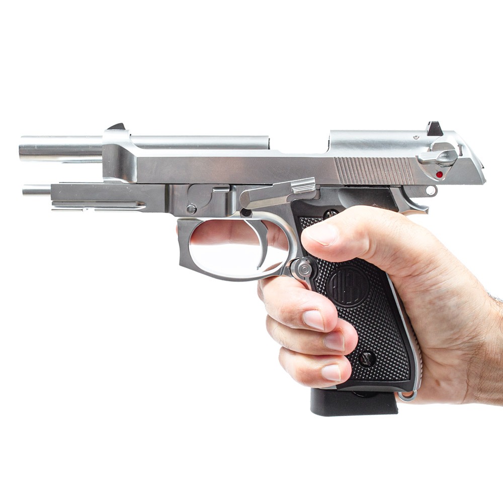Pistola de Pressão Co2 Rossi Beretta M92 Silver Full Metal 4.5mm