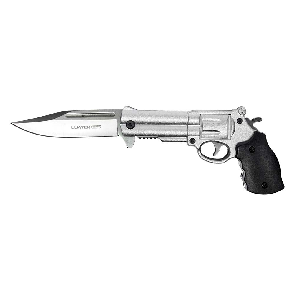 Canivete Revólver Prata Aço 19cm