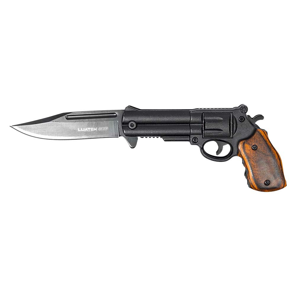 Canivete Revólver Preto Aço 19cm