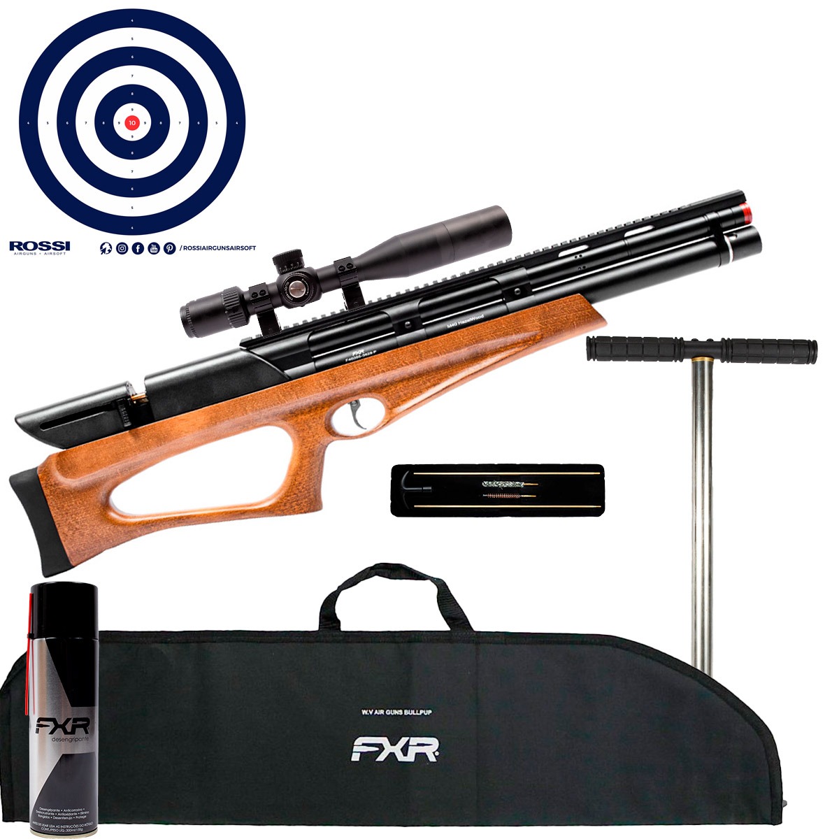 Carabina Artemis M40 HazelWood 5.5mm + Kit Limpeza + Bomba Manual + Luneta LHD 3-12x42 + Capa + Alvo