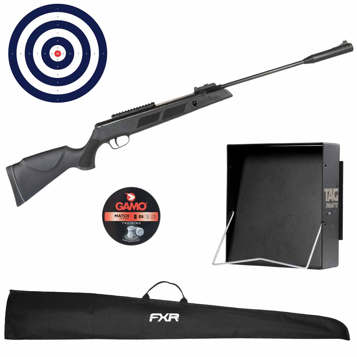 Carabina de Pressão Fixxar Black Hawk 5.5mm + Chumbo + Capa + Coletor + Alvo