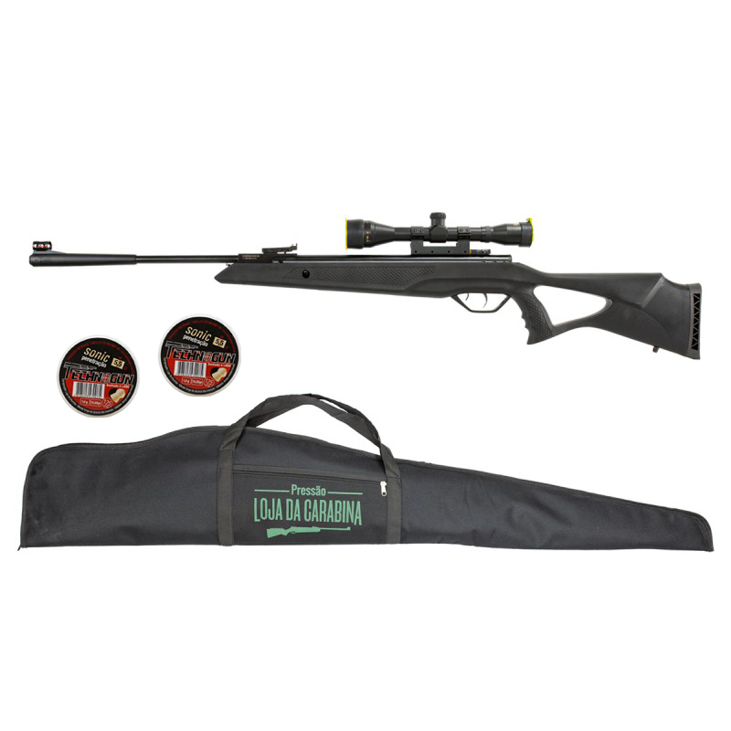 Carabina de Pressão Rossi Sag R1000 Nitro 5.5mm + Luneta Gold Crown 4x32 + Capa + Chumbinho