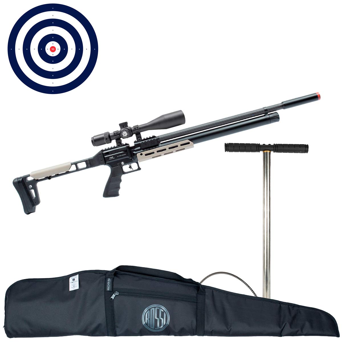 Carabina PCP AP1000 Nomad Artemis 5.5mm + Capa + Luneta 6-24X50SFIR FFP-L + Bomba Manual + Alvos