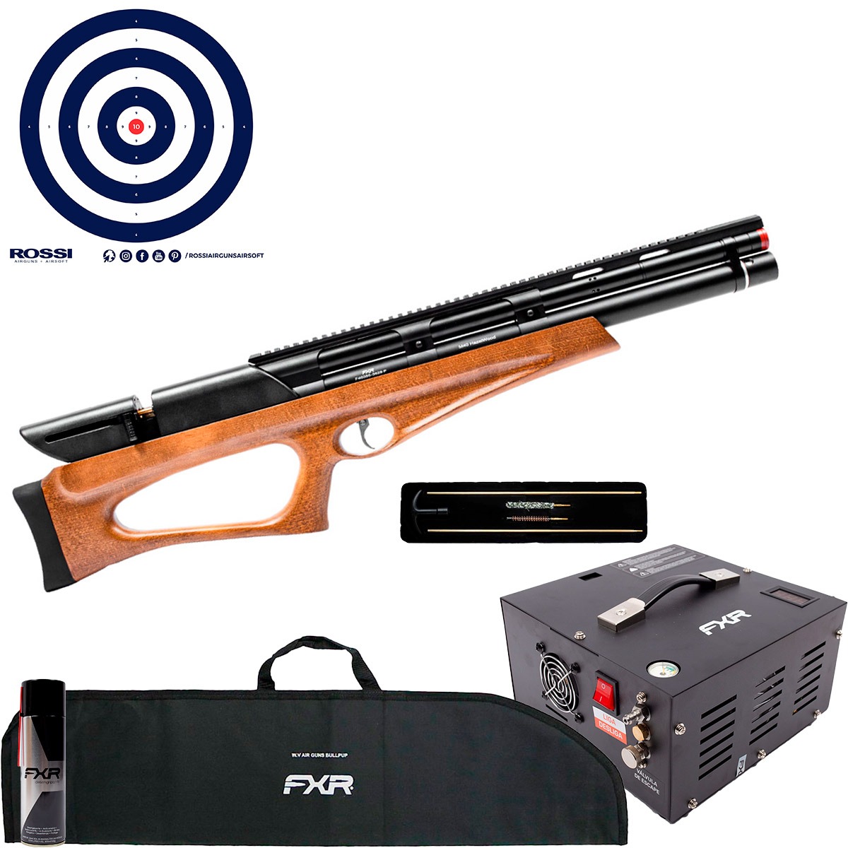 Carabina PCP Artemis M40 HazelWood 5.5mm + Kit Limpeza + Compressor + Capa + Alvos