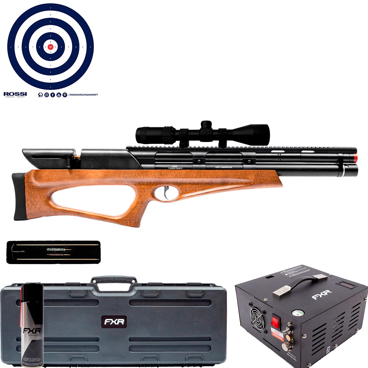 Carabina PCP Artemis M40 HazelWood 5.5mm + Kit Limpeza + Compressor + Luneta 3-9x40 + Case + Alvos