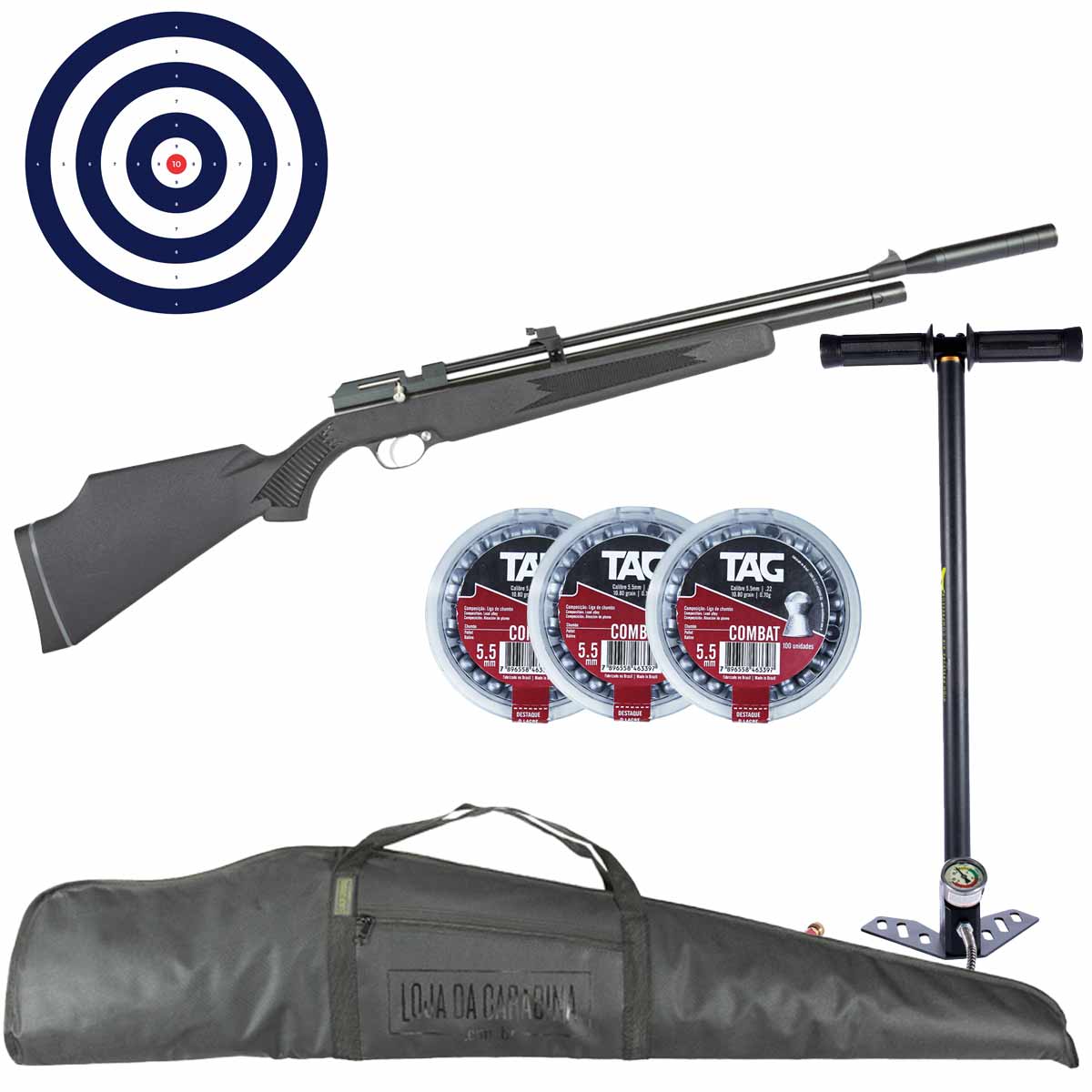 Carabina PCP Artemis PR900S G2 5.5mm + 300un Chumbinho + Capa + Bomba Manual + Alvos