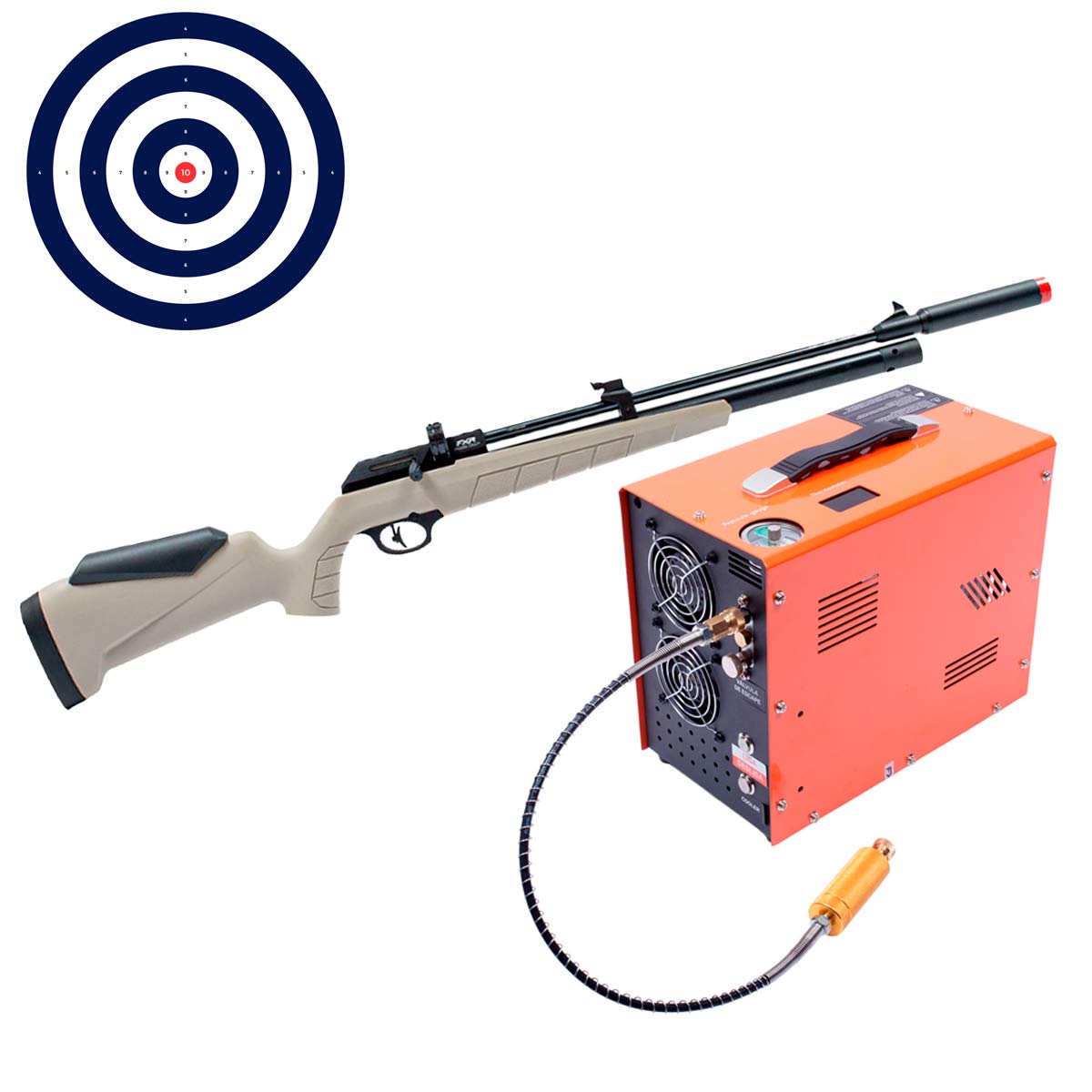 Carabina PCP Artemis PR900T G3 VR Tan 5.5mm + Compressor Portátil + Alvos