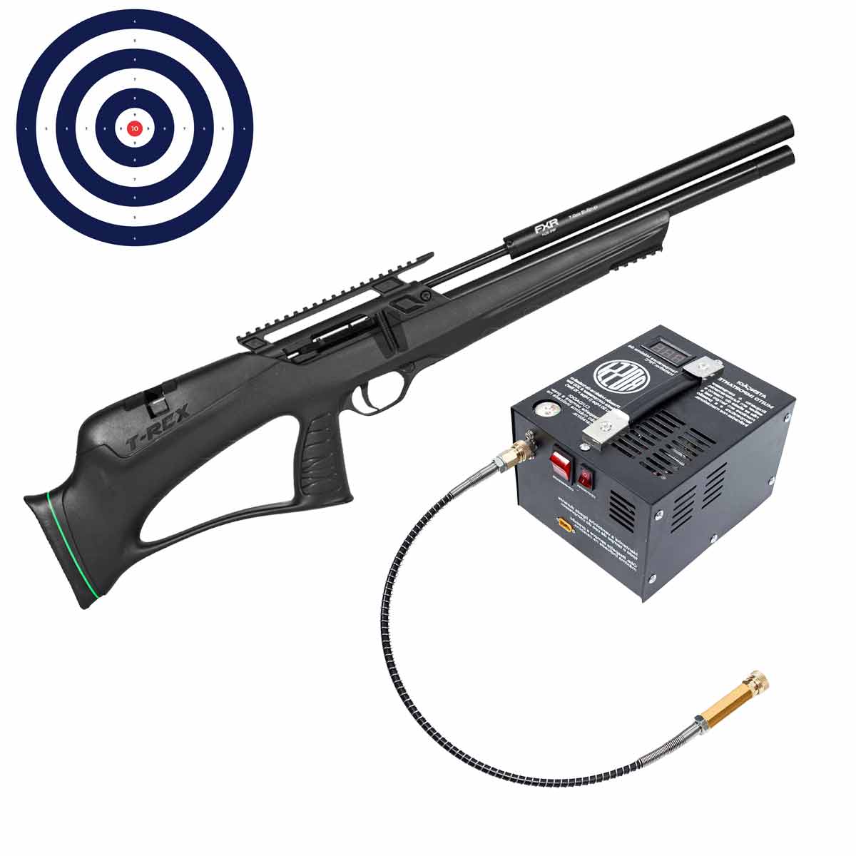 Carabina PCP Artemis T-Rex Bullpup 5.5mm + Compressor de Ar Portátil + Alvos