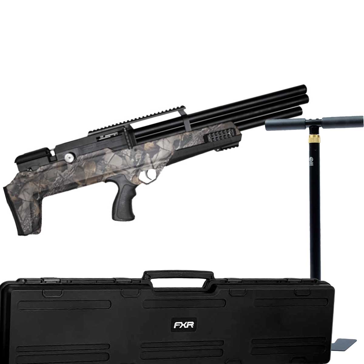 Carabina PCP Bullpup Behemoth PS-R3-SF Camuflada 4.5mm + Case FXR 120cm + Bomba Manual 4 Estágios