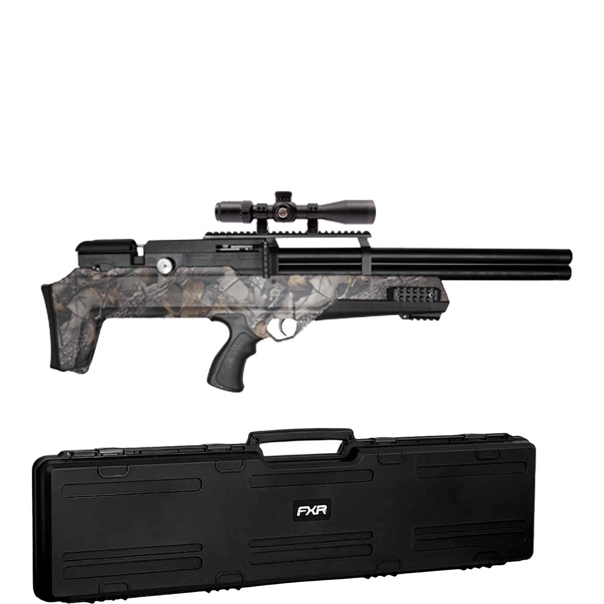 Carabina PCP Bullpup Behemoth PS-R2-SF Camuflada 4.5mm + Case FXR 120cm + Luneta 3-12x42