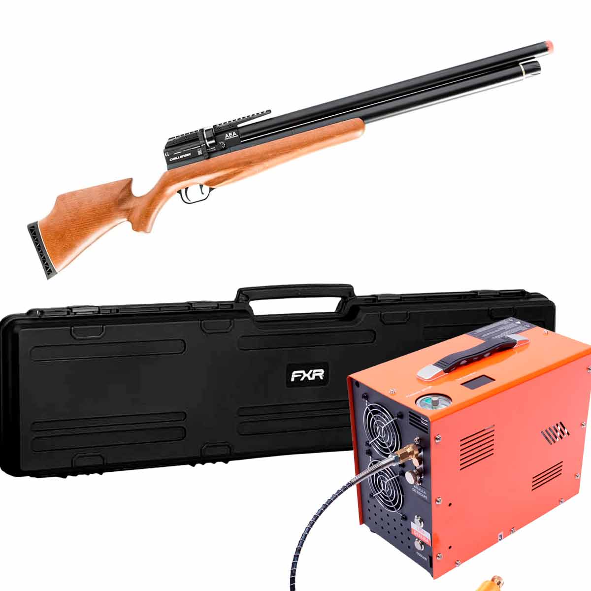 Carabina PCP Challenger Nova AEA 6.35mm + Case FXR + Compressor Trivolt