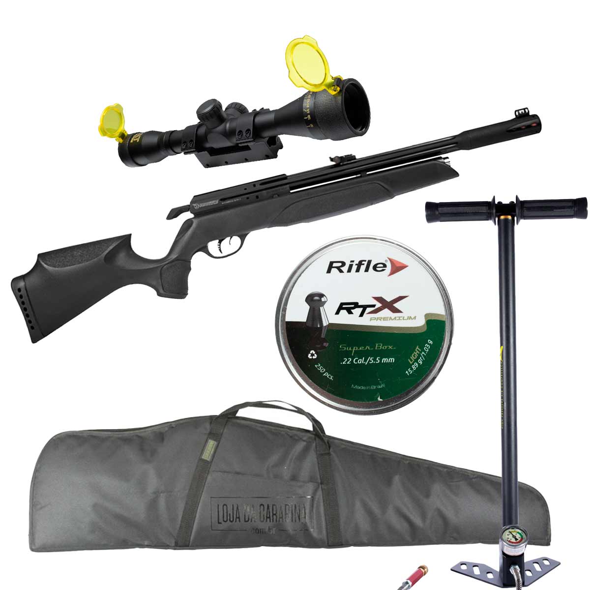 Carabina PCP Gamo Arrow 5.5mm + Luneta 4x32+ Bomba Manual + Chumbinho + Capa