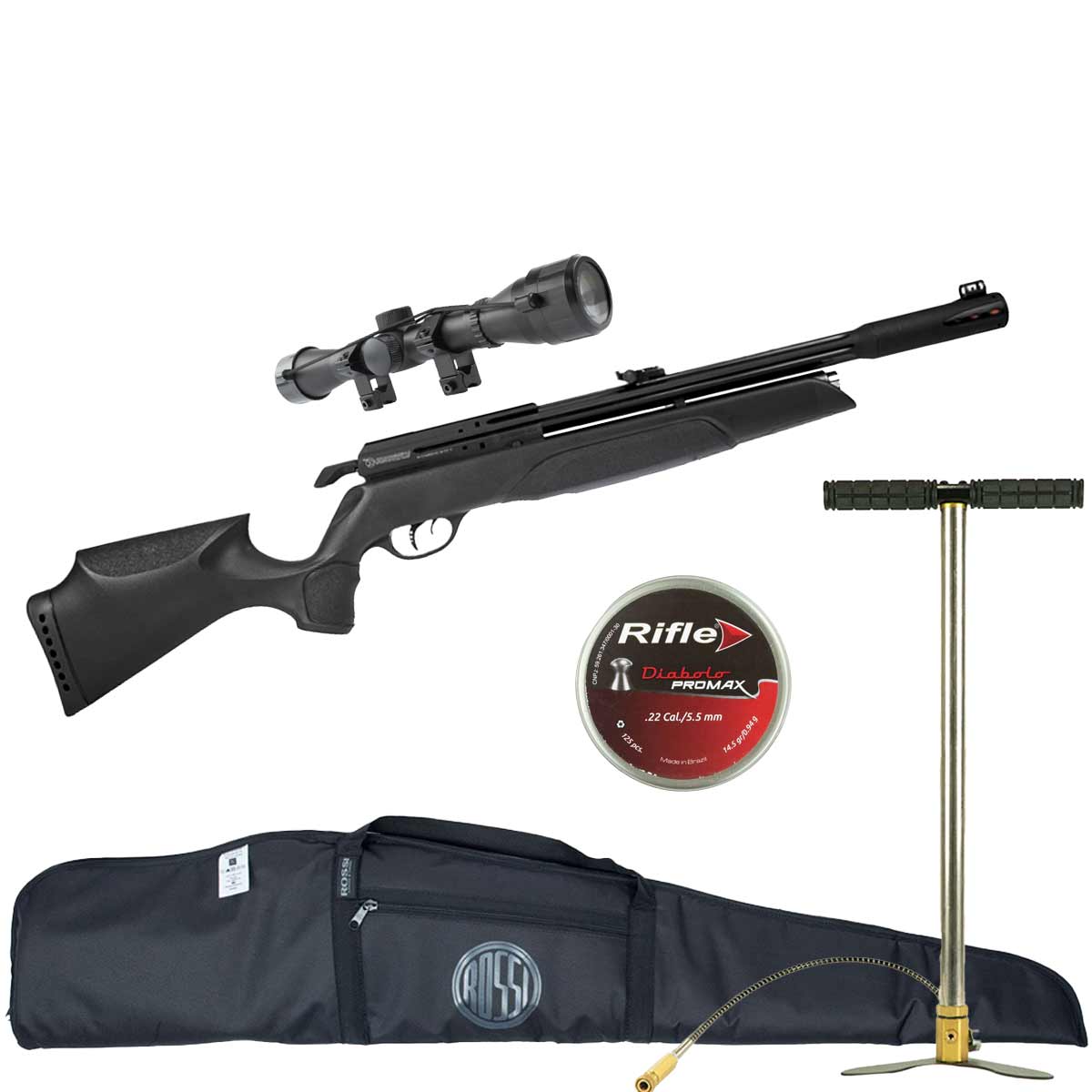 Carabina PCP Gamo Arrow 5.5mm + Luneta 4x32 + Bomba Manual + Chumbinho + Capa