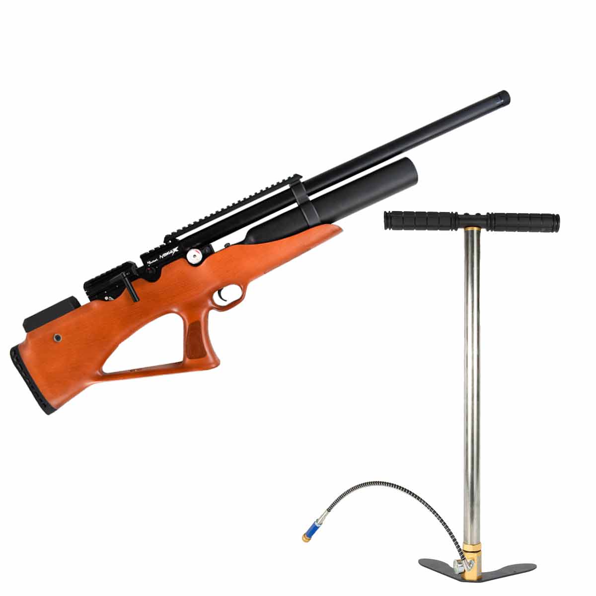 Carabina PCP Nova Vista Bullpup Avenge-X X1-BBW Wood 4.5mm + Bomba Manual PCP 300 Bar