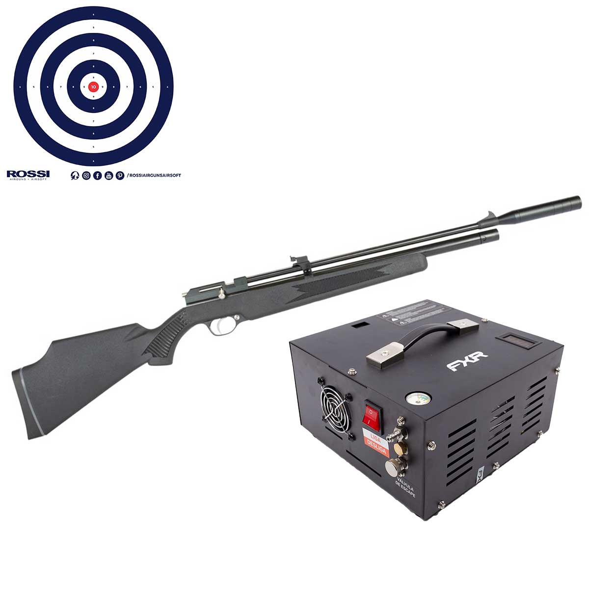 Carabina PCP PR900S G2 5.5mm VR + Compressor Tuxing + Alvos