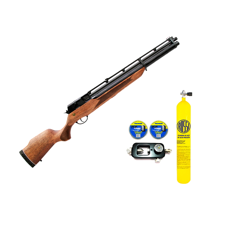 Carabina R8 com scuba, chumbos e adaptador de recarga