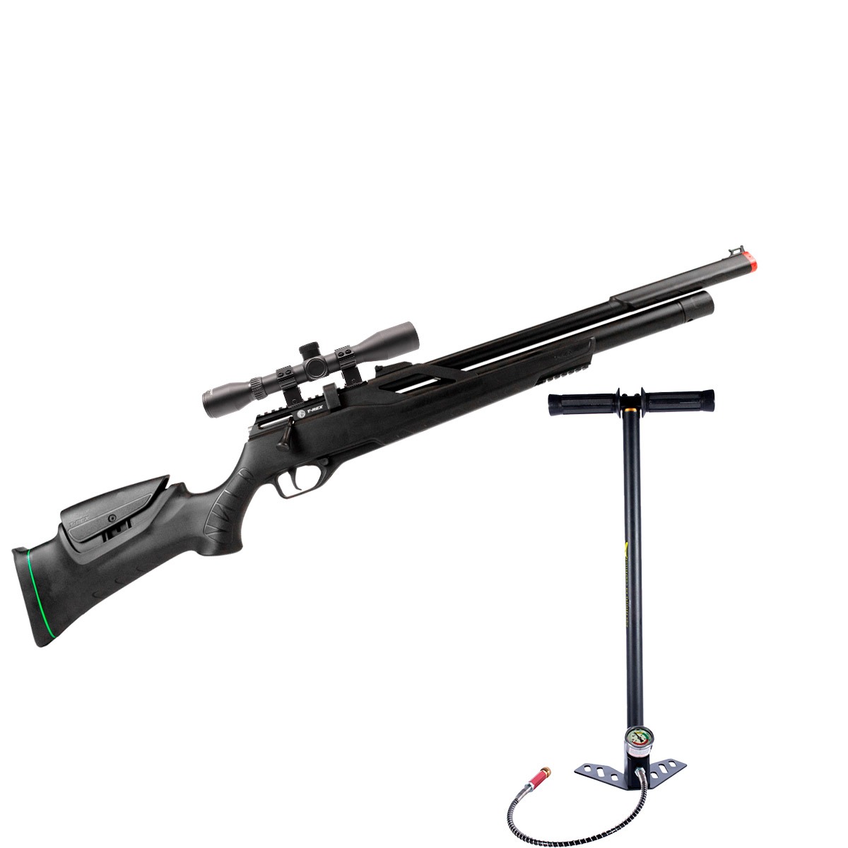 Carabina PCP Rossi T-Rex VR 6.35mm + Bomba Manual Nova Vista + Luneta Discovery MS 4x32 Long