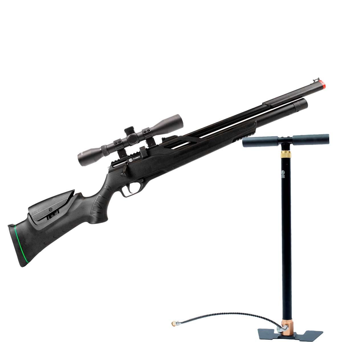 Carabina PCP Rossi T-Rex VR 6.35mm Big Bore + Bomba Manual + Luneta Discovery MS 4x32 Long