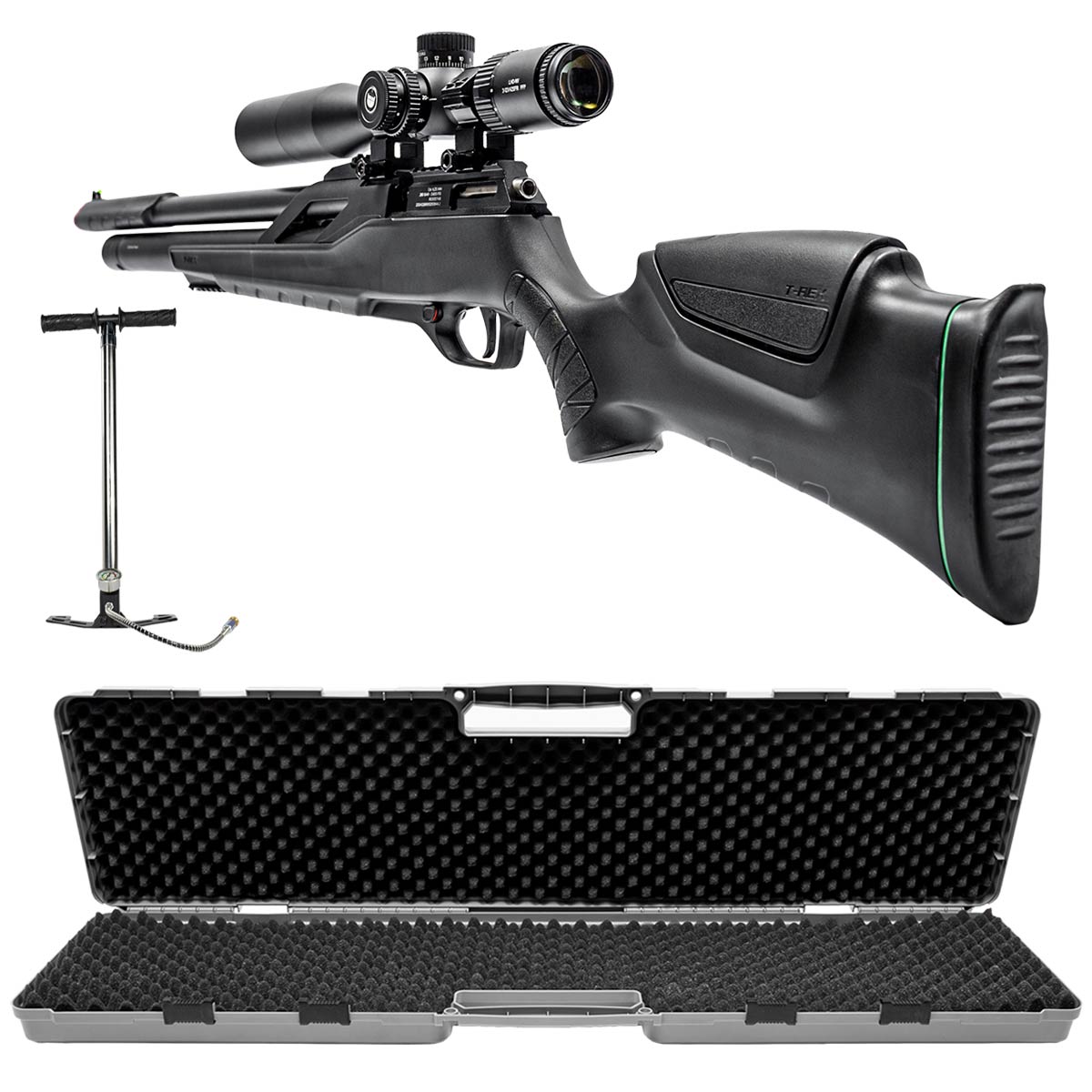 Carabina PCP T-Rex 5.5mm Montecarlo Artemis + Luneta Discovery + Bomba Manual + Case Rigido