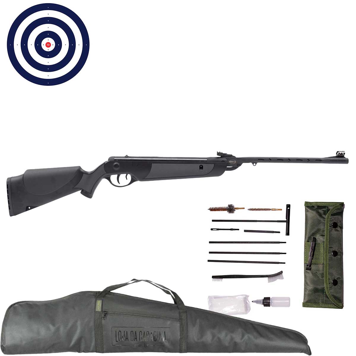 Carabina Rossi Dione Sport Nitro 5.5mm + Capa LC + Kit de Limpeza + Alvos