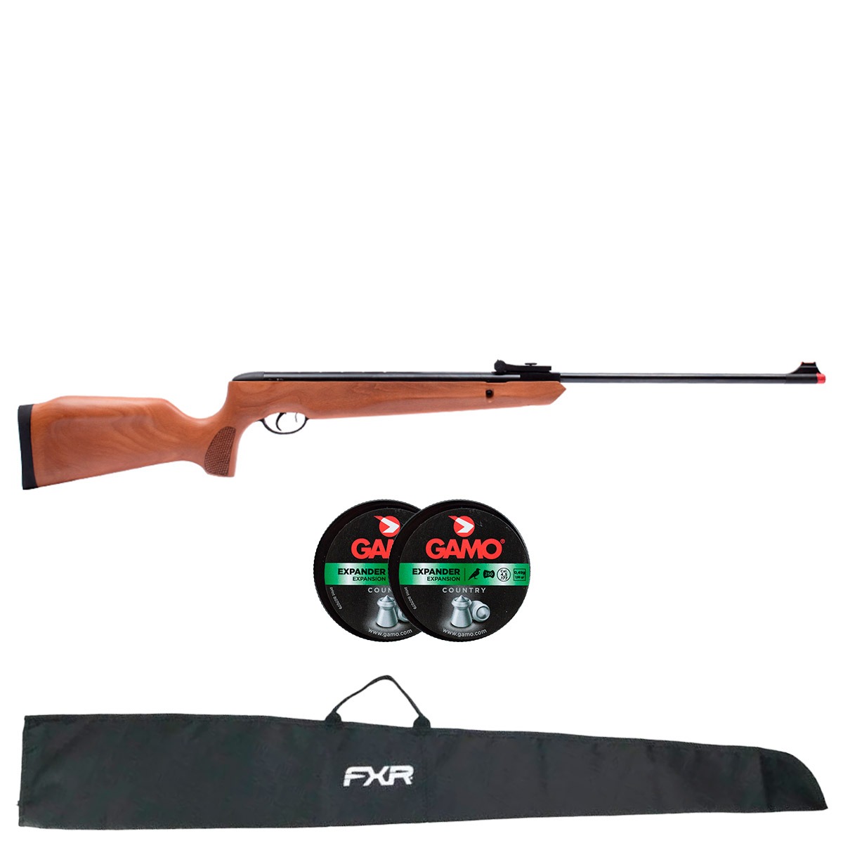 Carabina TAG Naja Wood Nitro Gás Ram 4.5mm + Capa Universal FXR + 500Un Chumbinho Expander