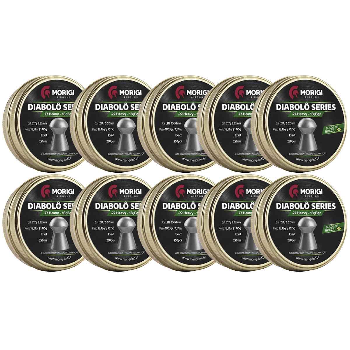 Combo 10 Chumbinho Morigi Diabolô Exact 5.5mm 18.13gr 2500 Un
