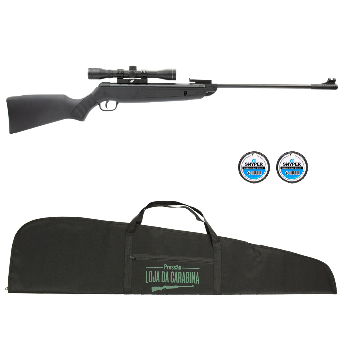 Carabina de Pressão Rossi Sport 5.5mm + Luneta CBC 4x32 + Capa LC + Chumbinhos